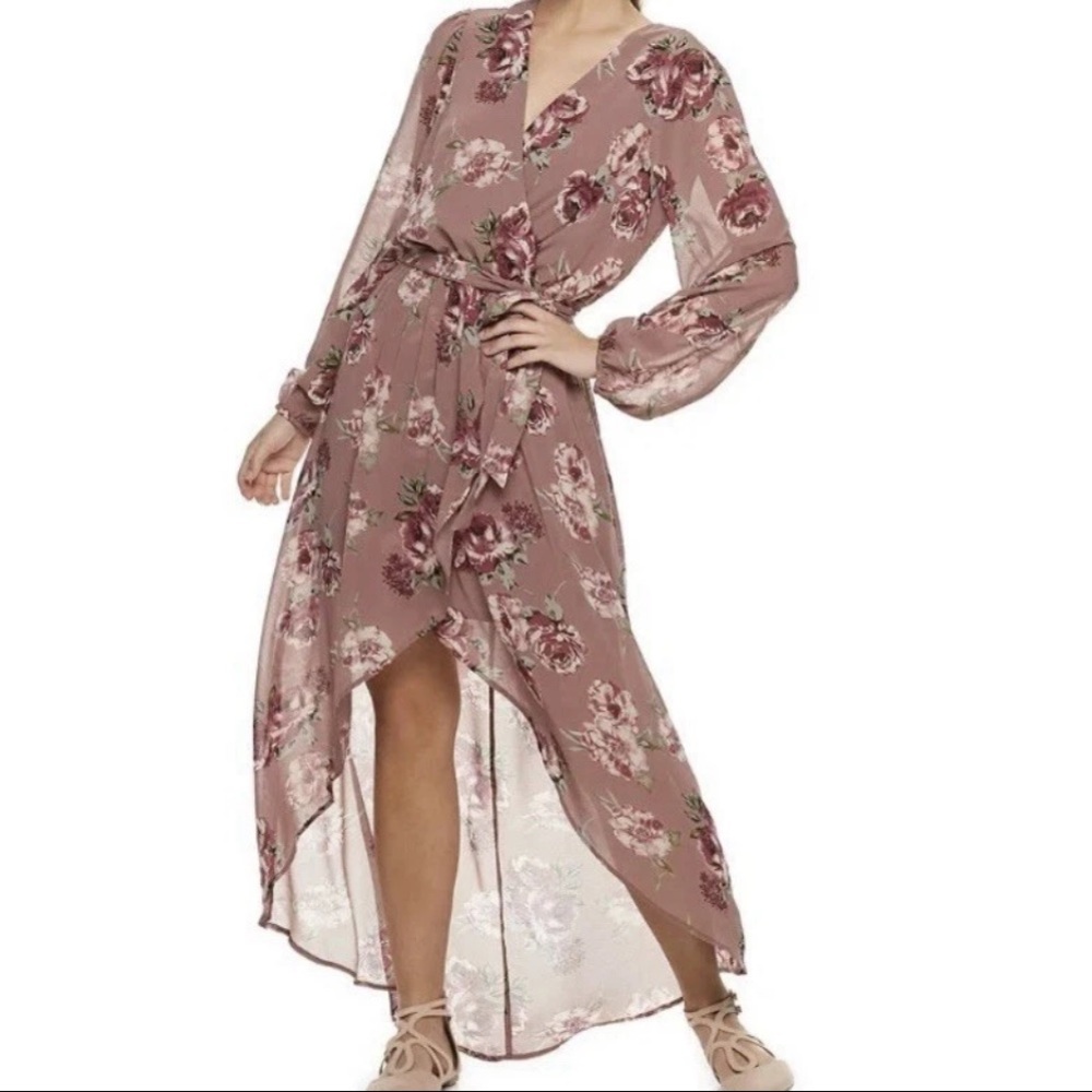 Lily Rose Mauve Floral Long Sleeve Dress